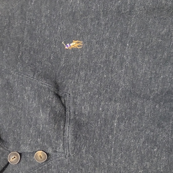 POLO RALPH LAUREN Gray Cotton Estate Rib Double Button Pullover- Youth/Short Man - Picture 4 of 12